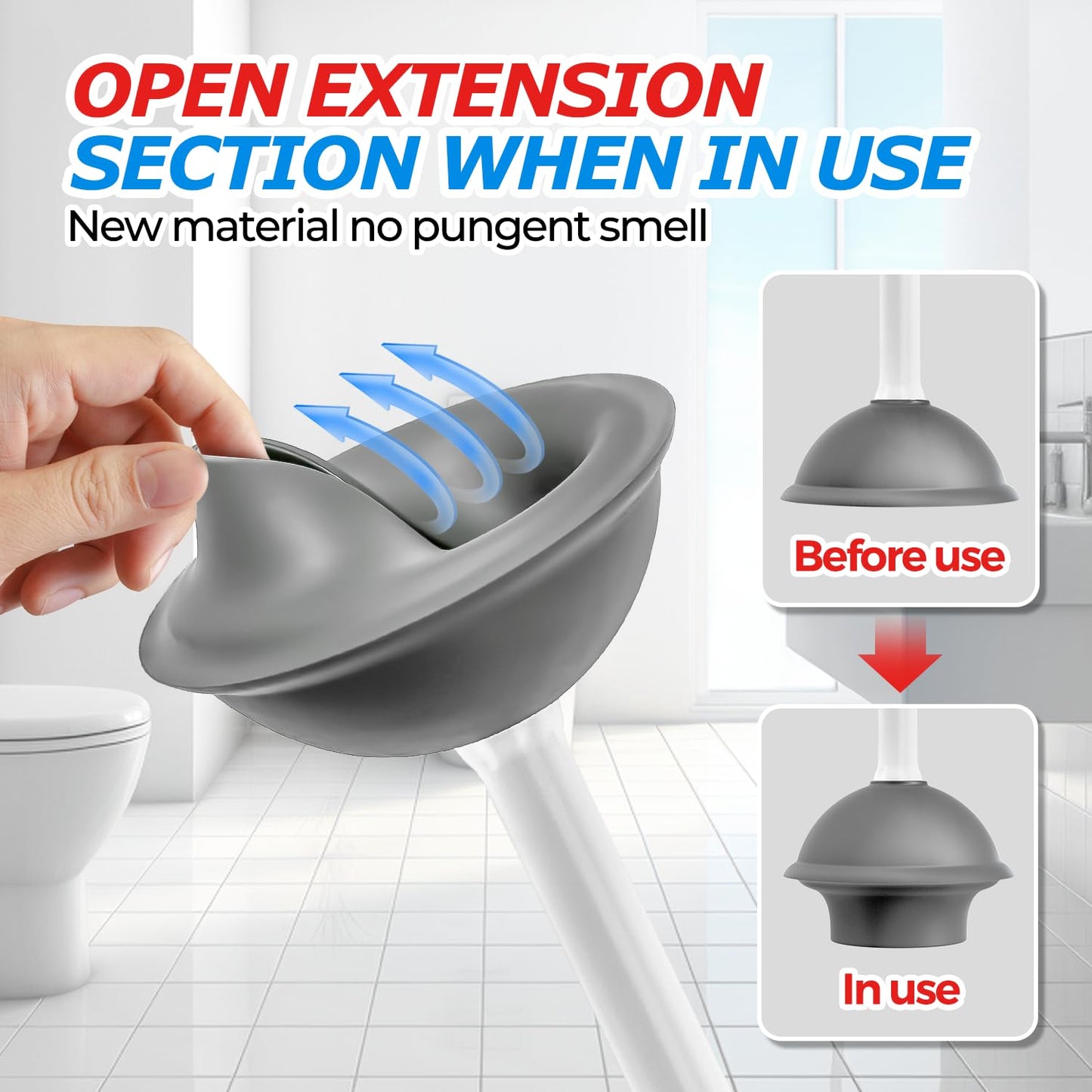 FORASTO Toilet Plunger with Holder,Plungers for Bathroom with Holder,Heavy Duty Plunger with Cover,Bathroom Decor,Bathroom Accessories,Toilet Bowl Cleaners,White