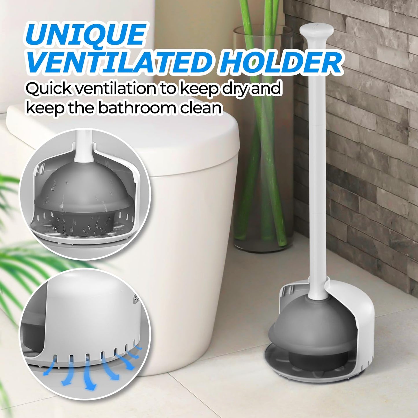 FORASTO 2Pack Toilet Plunger with Holder,Plungers for Bathroom with Holder, Toilet Plunger with Cover,Bathroom Plunger,Bathroom Decor,Bathroom Accessories,Toilet Bowl Cleaners,White