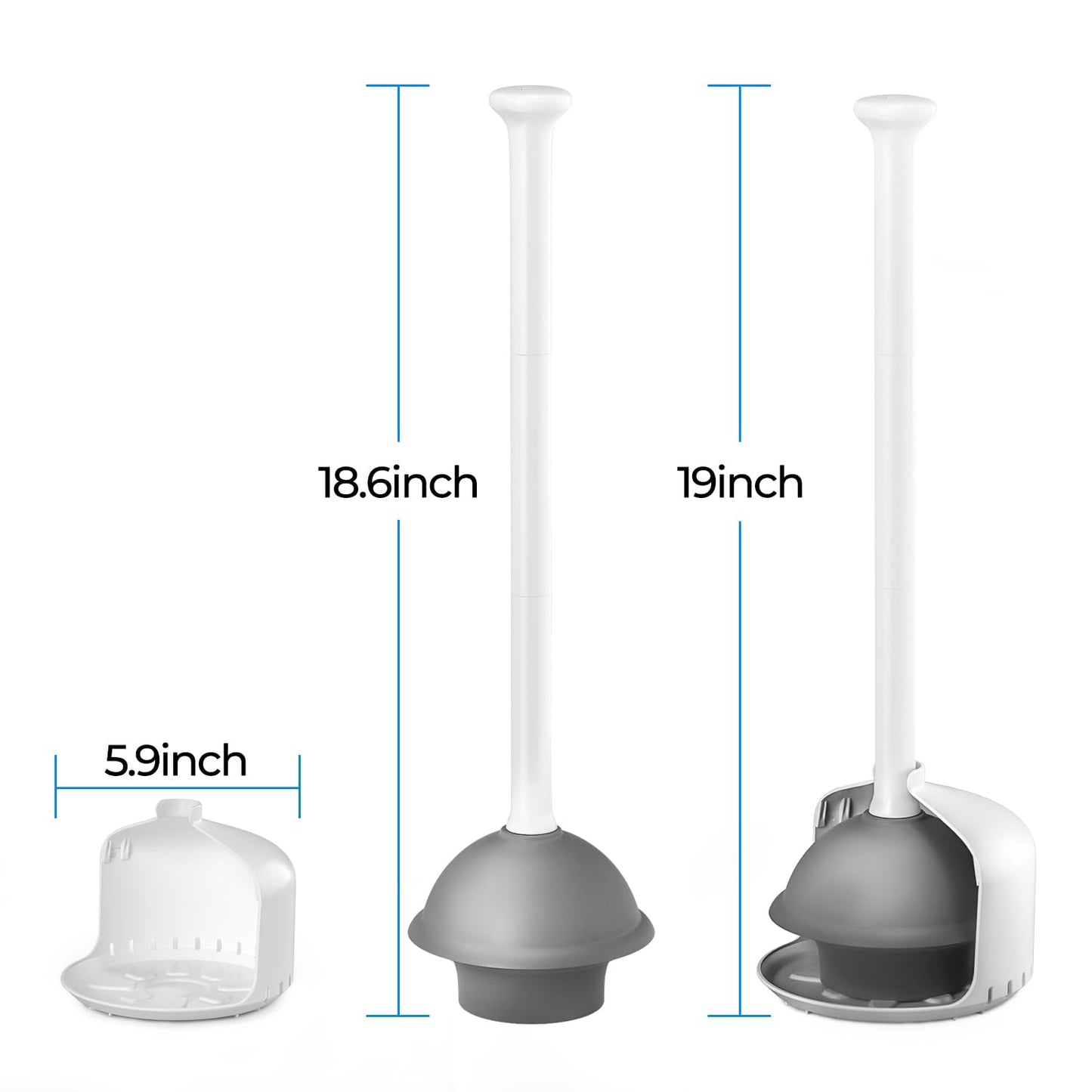 FORASTO 2Pack Toilet Plunger with Holder,Plungers for Bathroom with Holder, Toilet Plunger with Cover,Bathroom Plunger,Bathroom Decor,Bathroom Accessories,Toilet Bowl Cleaners,White