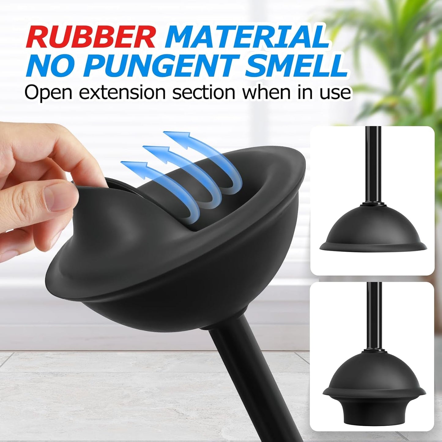 FORASTO 2Pack 2 in 1 Toilet Brush and Plunger Set, Extended Handle Plunger,Toilet Bowl Brush Plunger Set,Clean Gloves,Cleaning Tools,Cleaning Brush,Cleaning Supplies,Toilet Brush Plunger Combo,Black